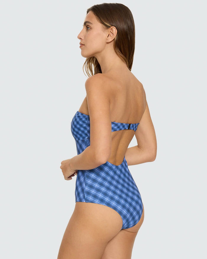 High Speed Check Strapless One Piece