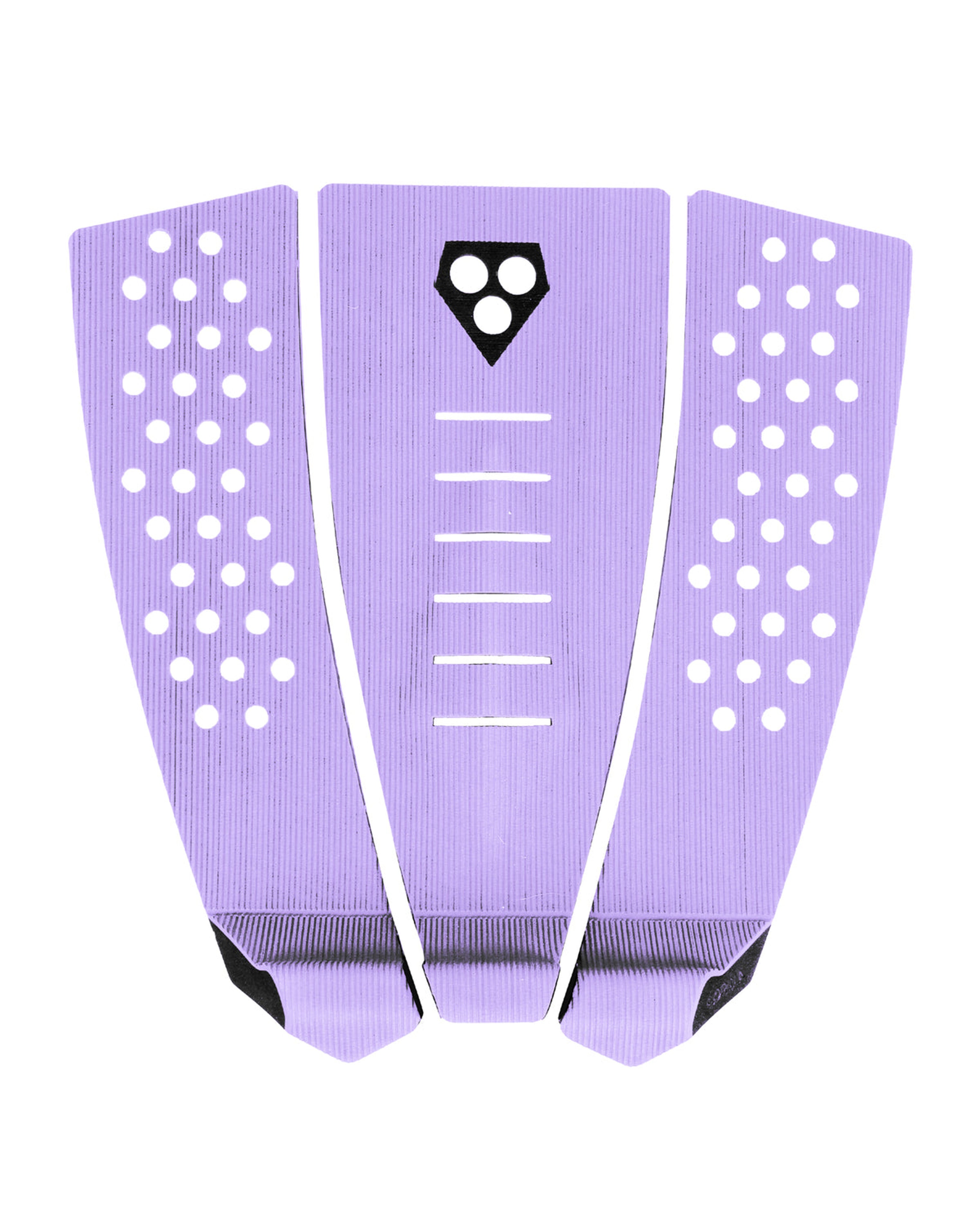Lilac 3-piece surfboard tail pad with arch bar, drilled traction holes and black diamond logo