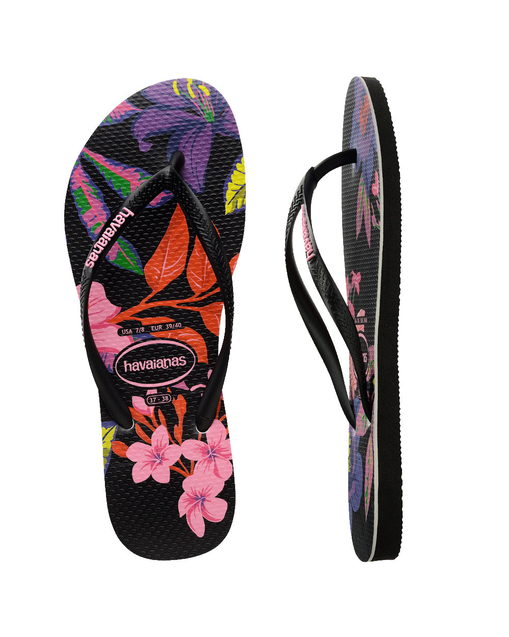 Slim Floral Neon Black