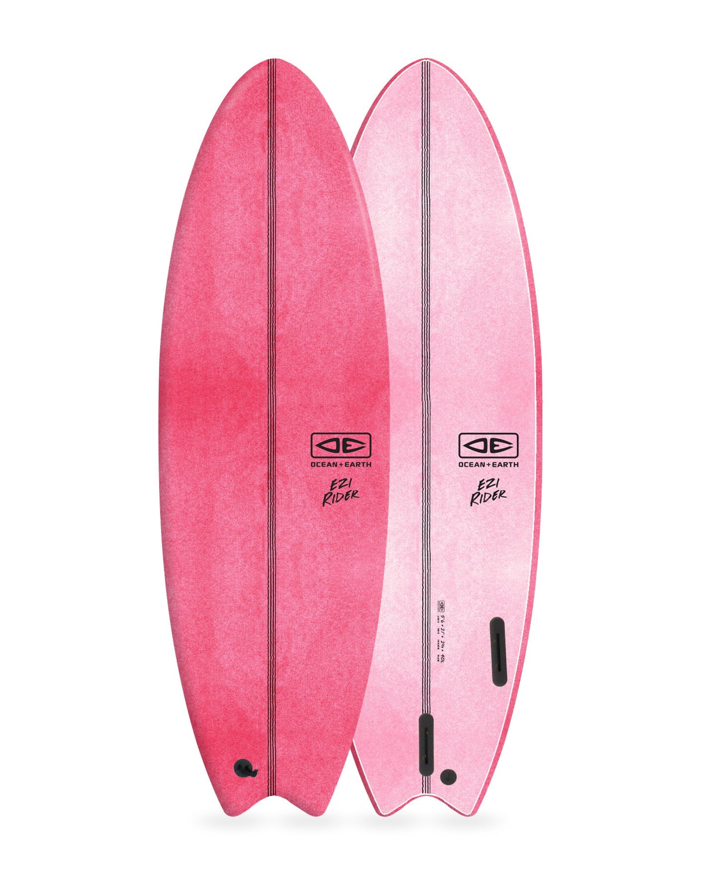 Two pink surfboards with a brand logo on a white background