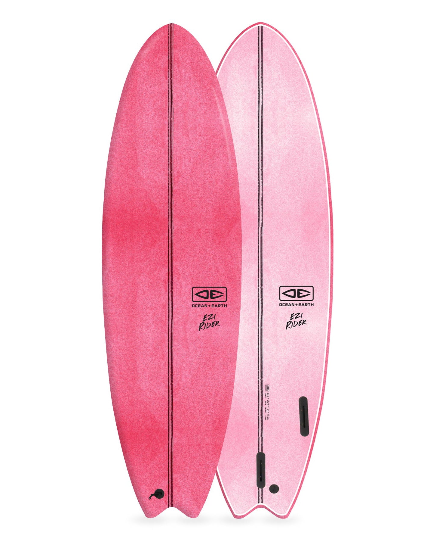 Two pink surfboards with a brand logo on a white background