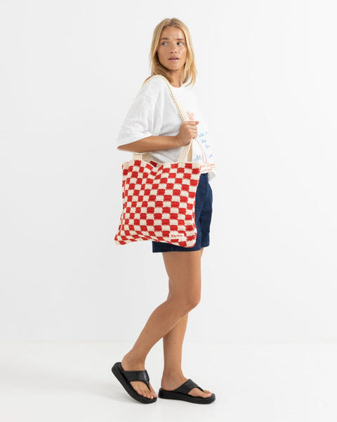 Lola Check Crochet Tote Bag