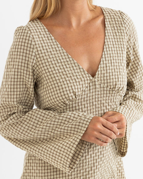 Luca Long Sleeve Check Mini Dress