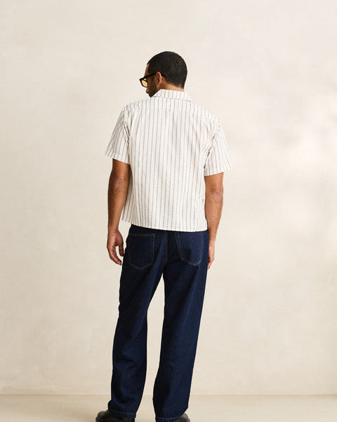 Vacation Stripe Crop Short Sleeve Shirt