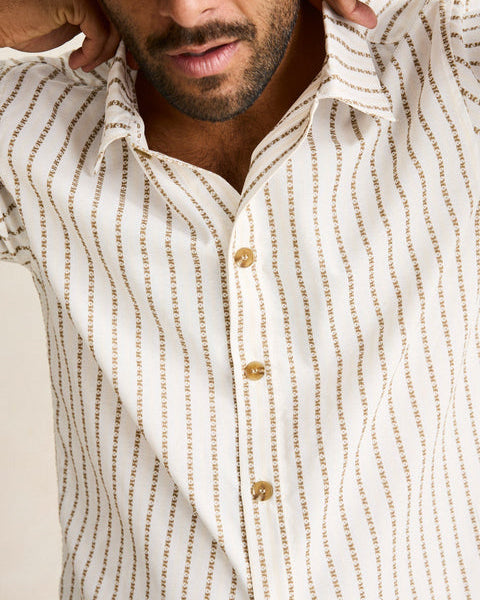 Vacation Stripe Crop Short Sleeve Shirt