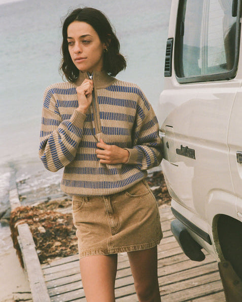 Estelle Quarter Zip Striped Knit