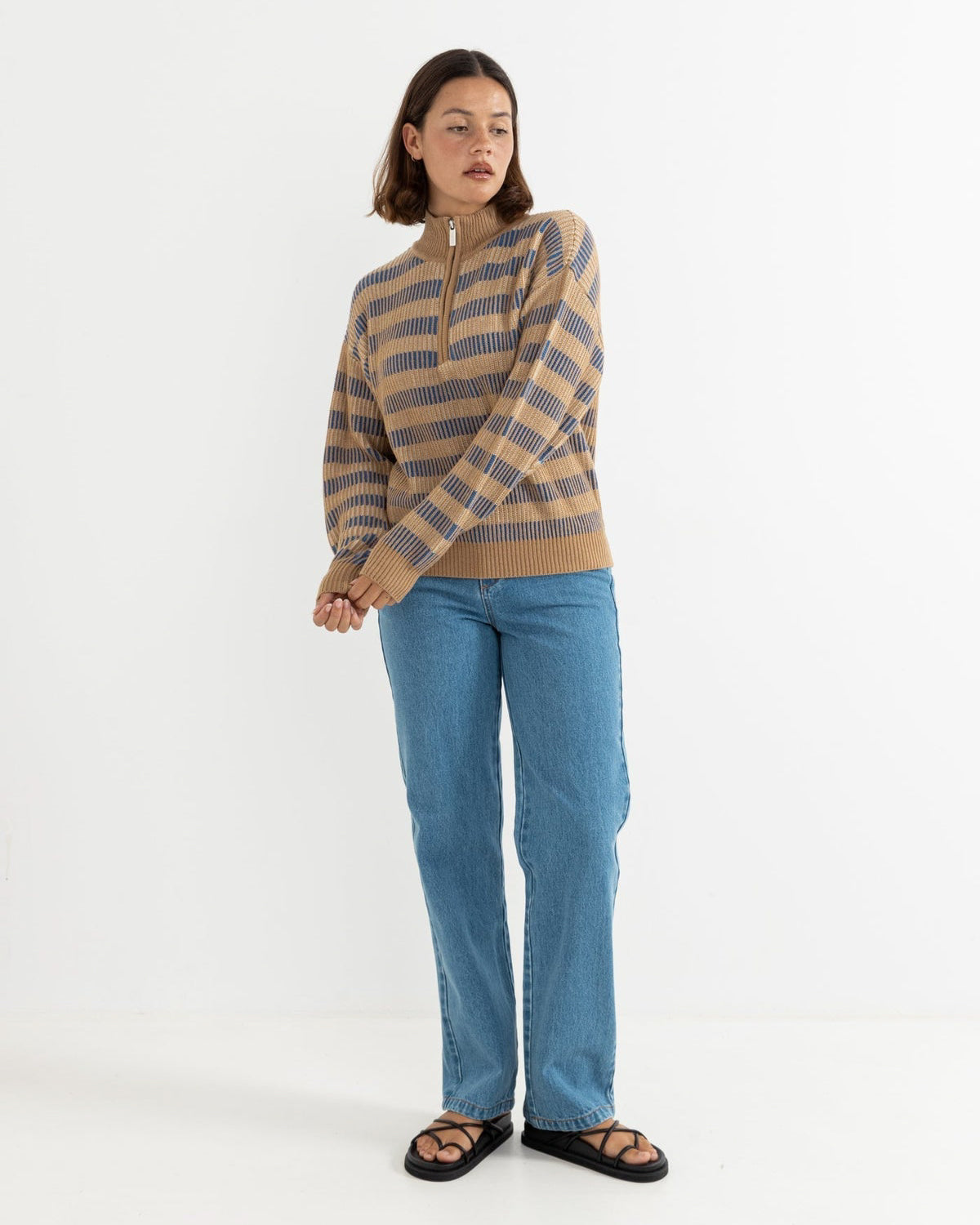 Estelle Quarter Zip Striped Knit