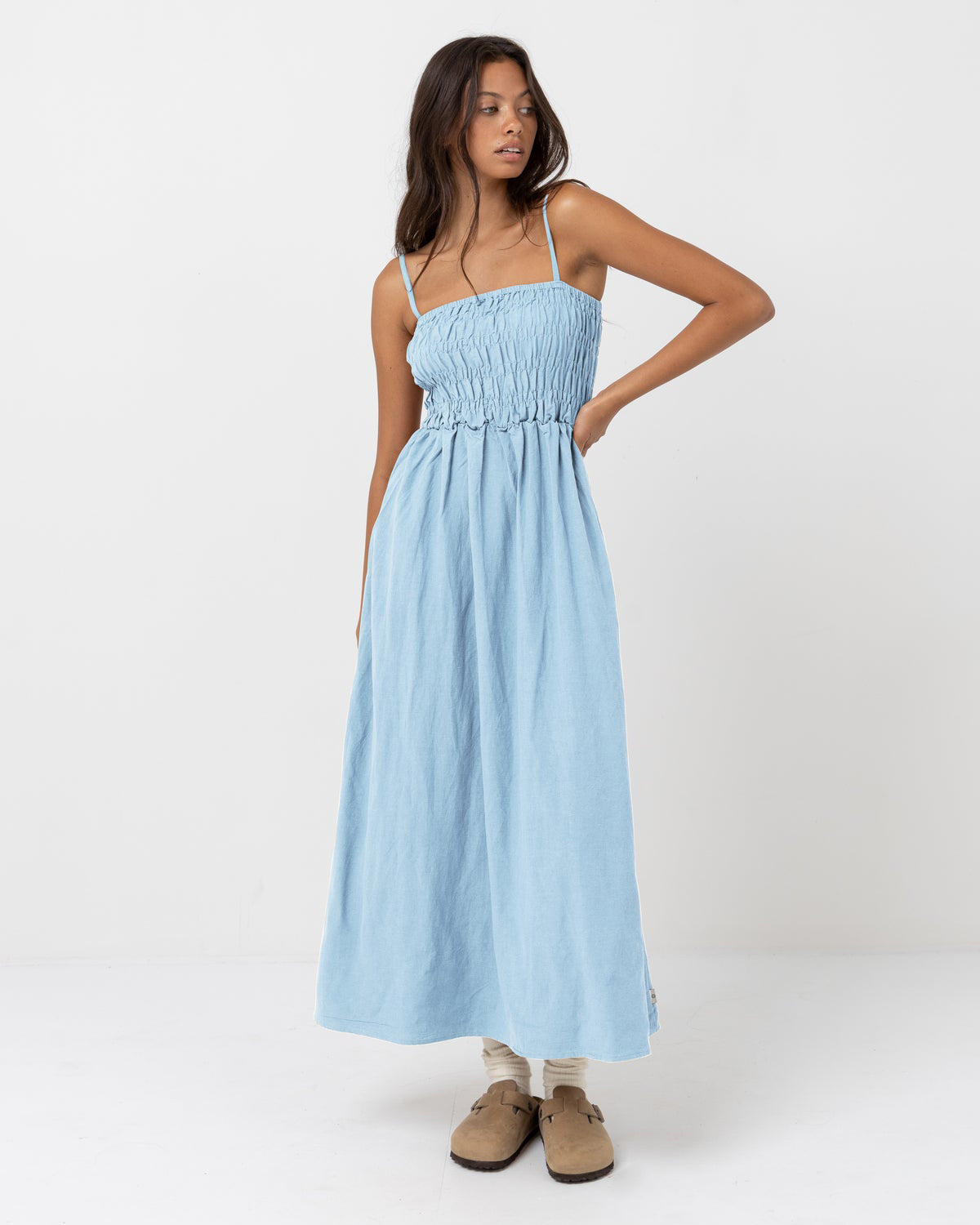 Classic Shirred Midi Dress Classic Shirred Midi Dress