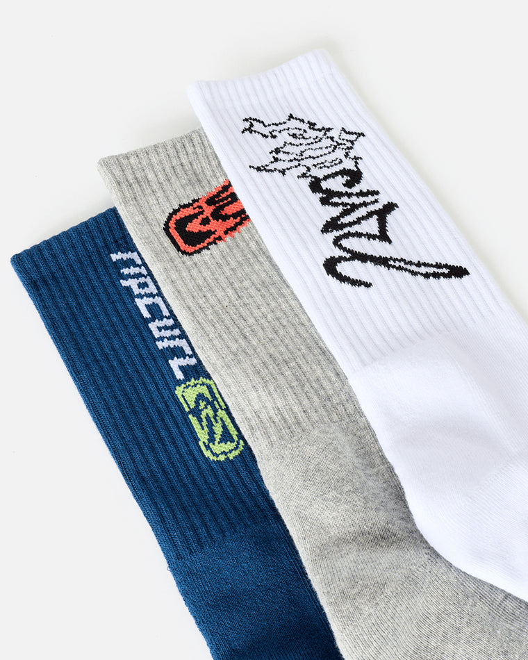 Retro Crew Sock 3-Pk