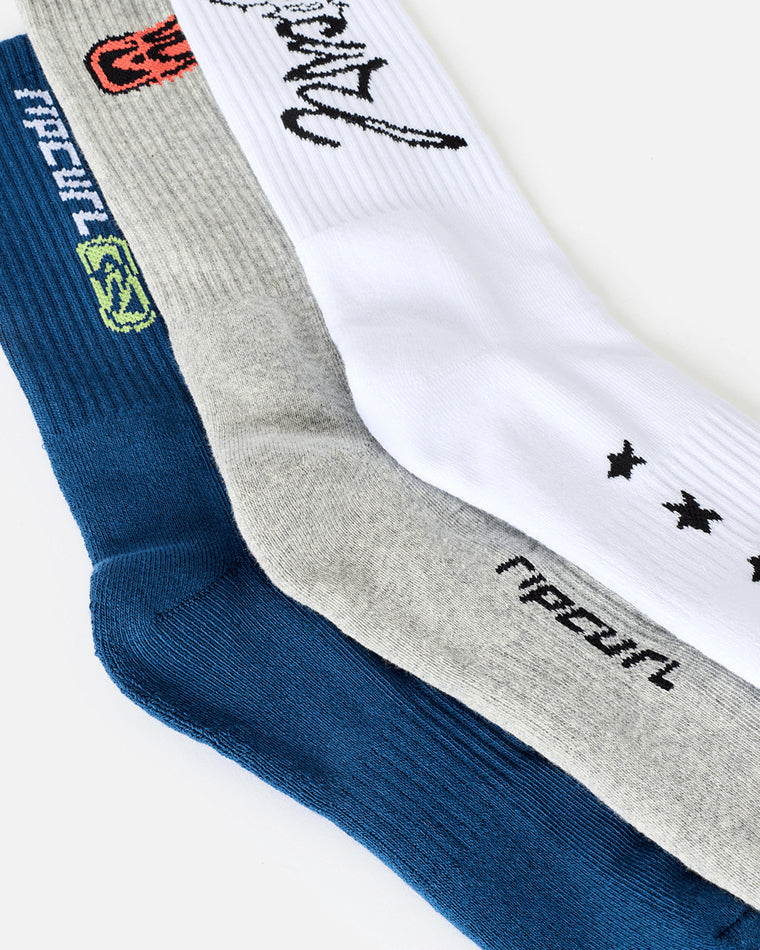 Retro Crew Sock 3-Pk