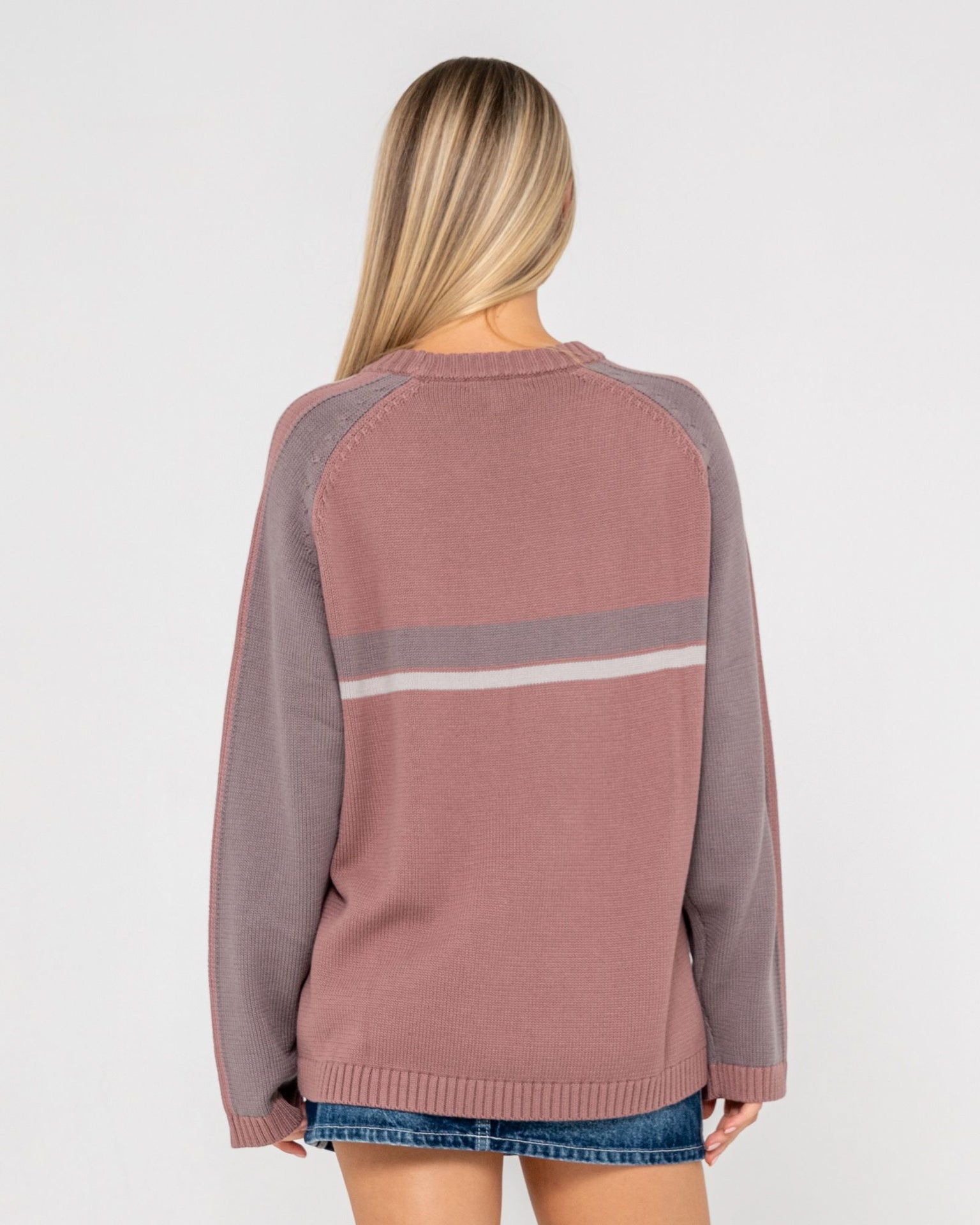 White Lines Two Long Sleeve Crew Neck Knit
