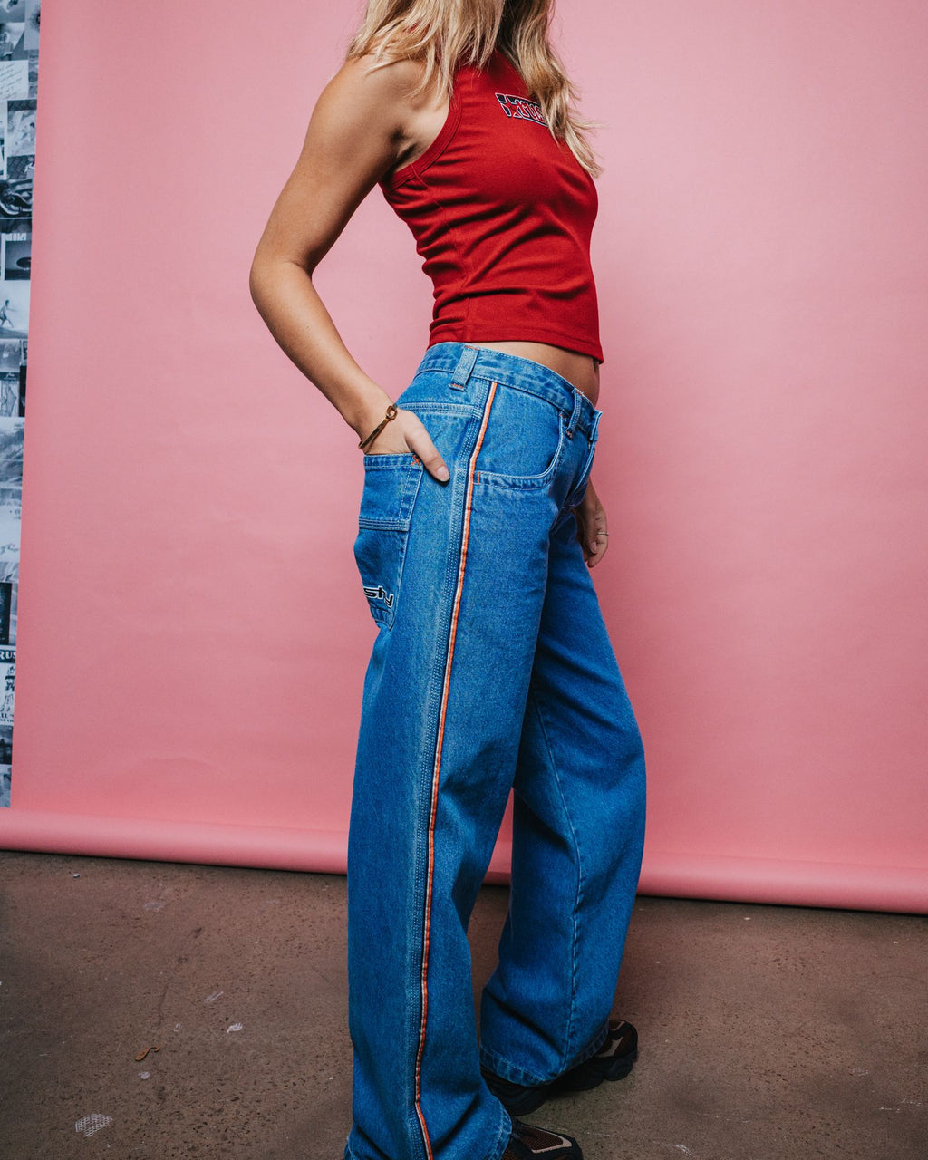 Flip Mommy Low Rise Wide Leg Denim Jean