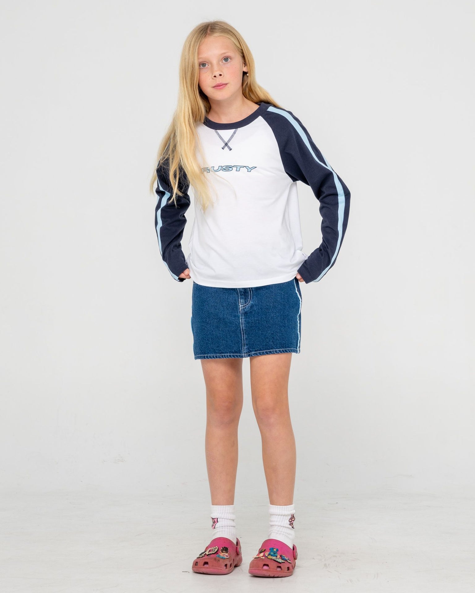 Girls Sporty R Raglan Long Sleeve Tee