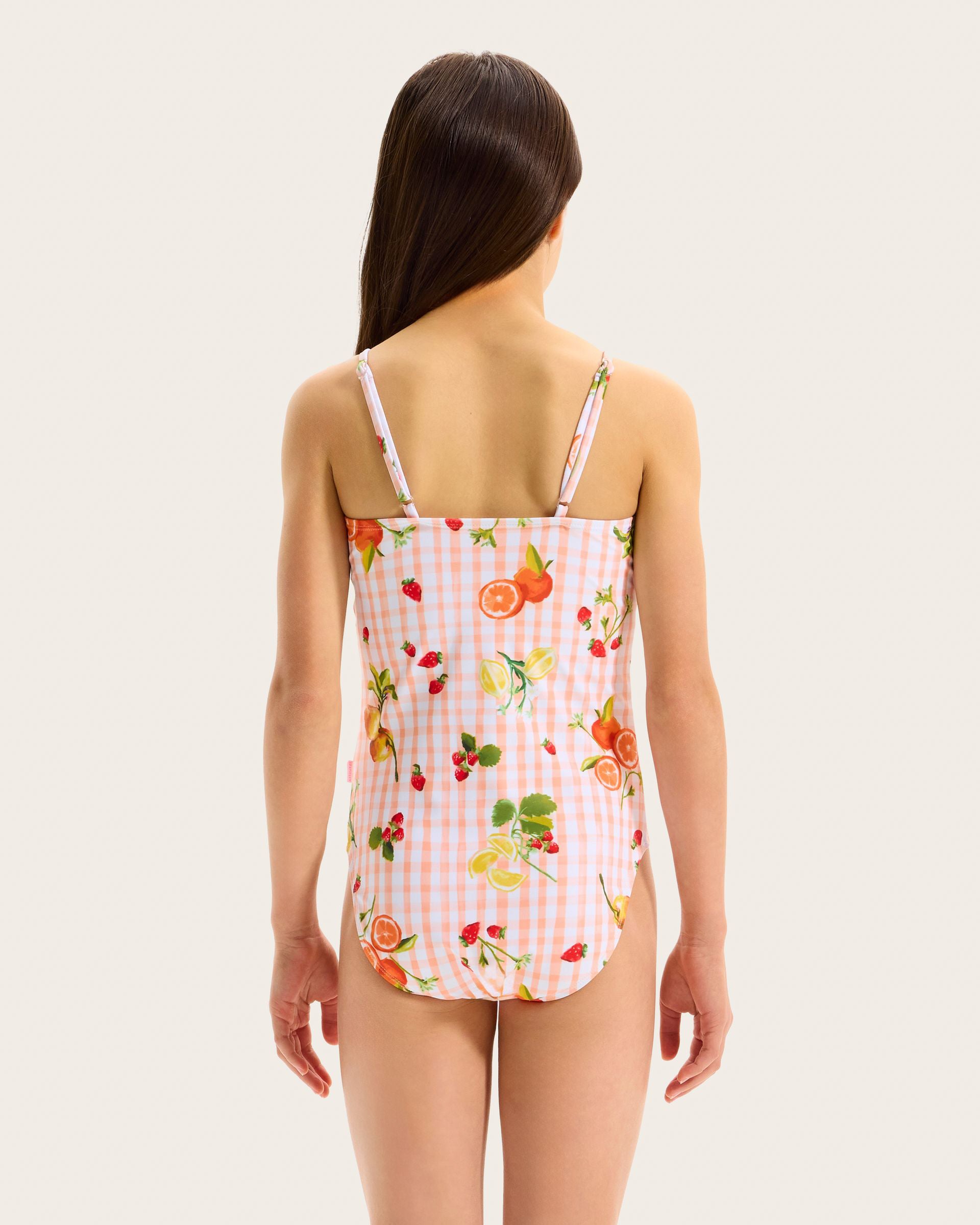 Girls Citrus Gingham One Piece