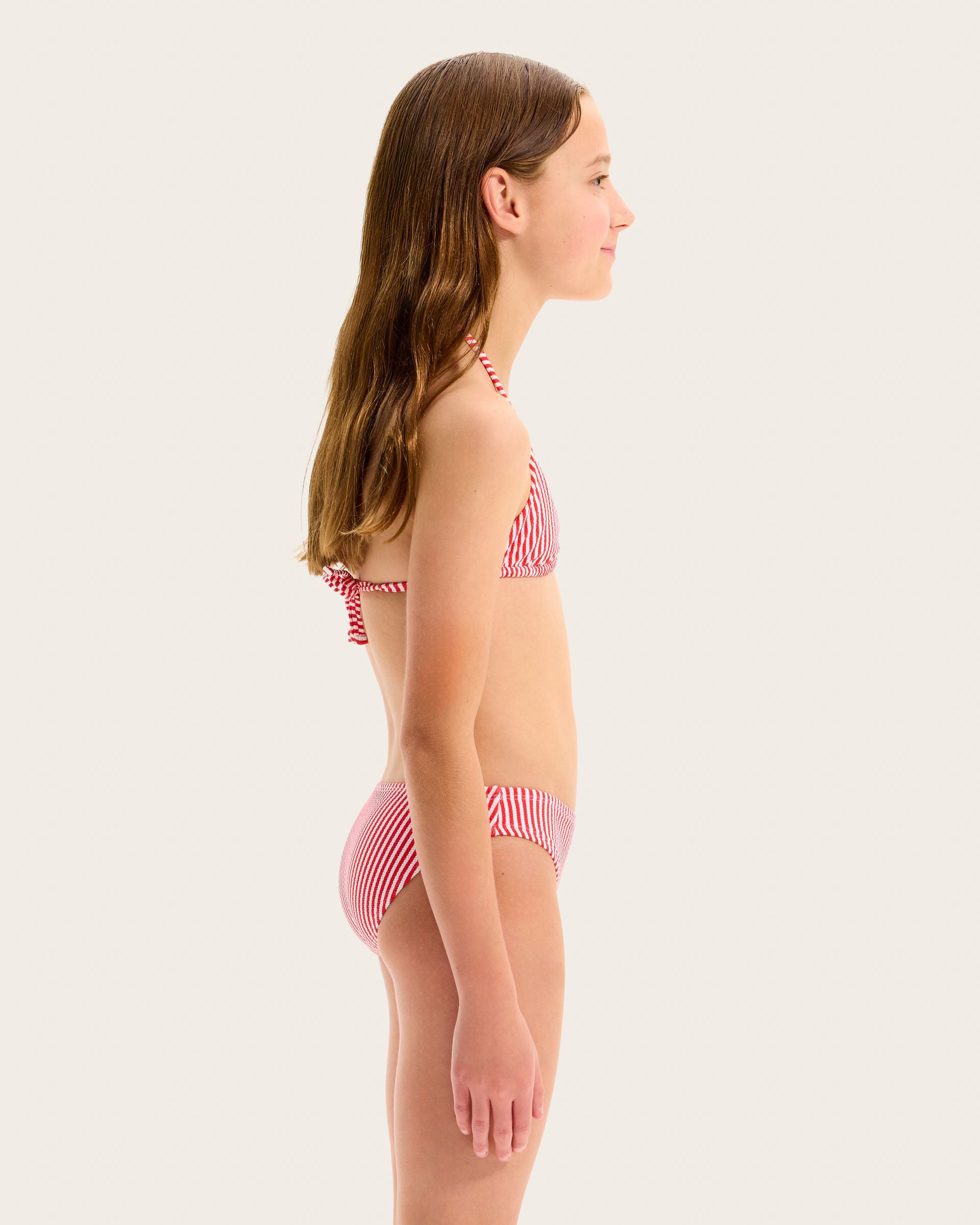 Girls Stripe Texture Triangle Bikini