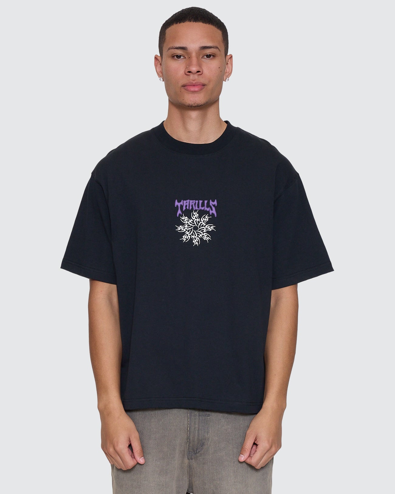 Stagger Box Fit Oversize Cropped Tee