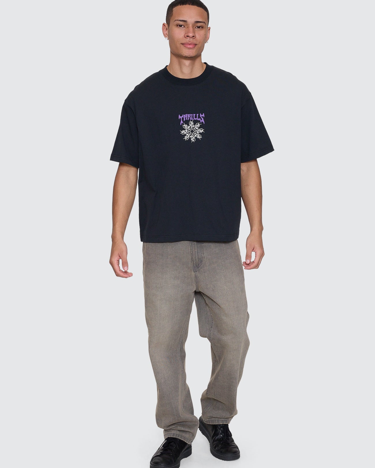Stagger Box Fit Oversize Cropped Tee