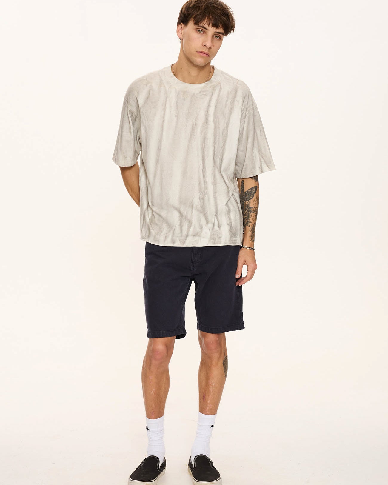Chopped Hem Slim Straight Denim Short