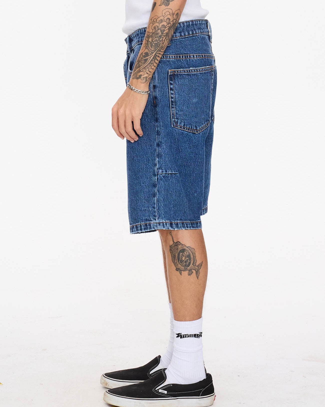 Mid Slacker Relaxed Long Denim Short