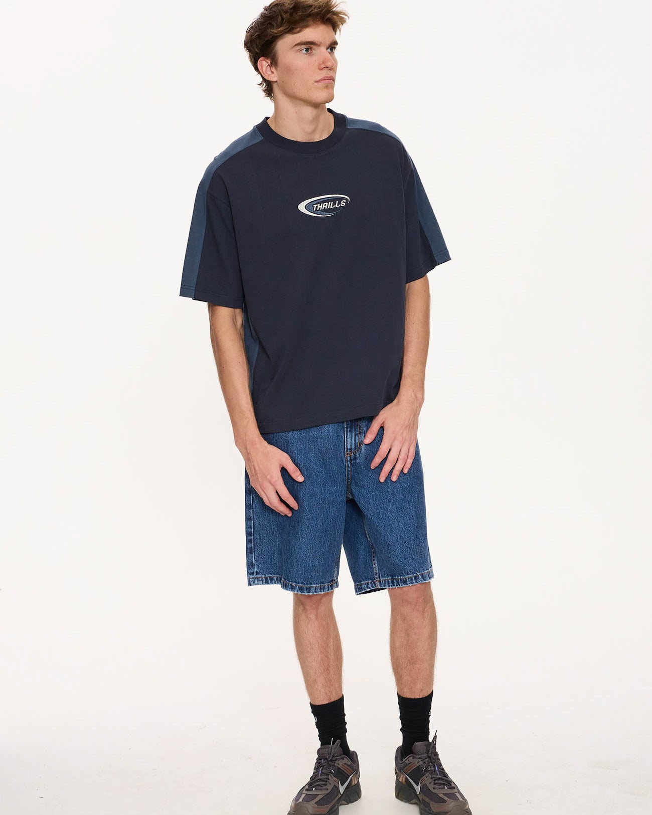 Fusion Panel Box Fit Oversize Cropped Tee