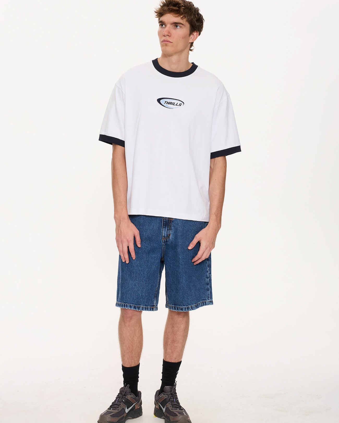 Fusion Ringer Box Fit Oversize Cropped Tee