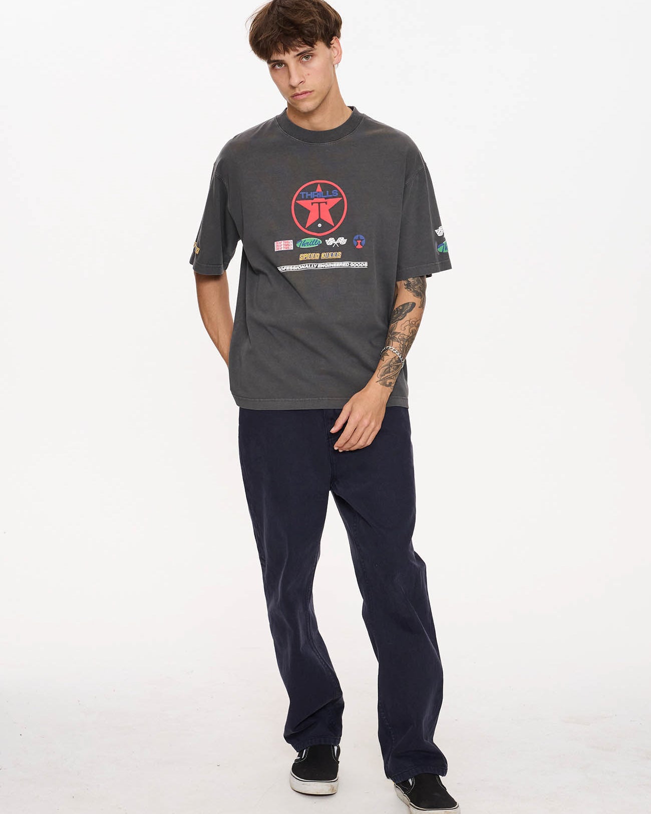 Super Charged Box Fit Oversize Cropped Tee