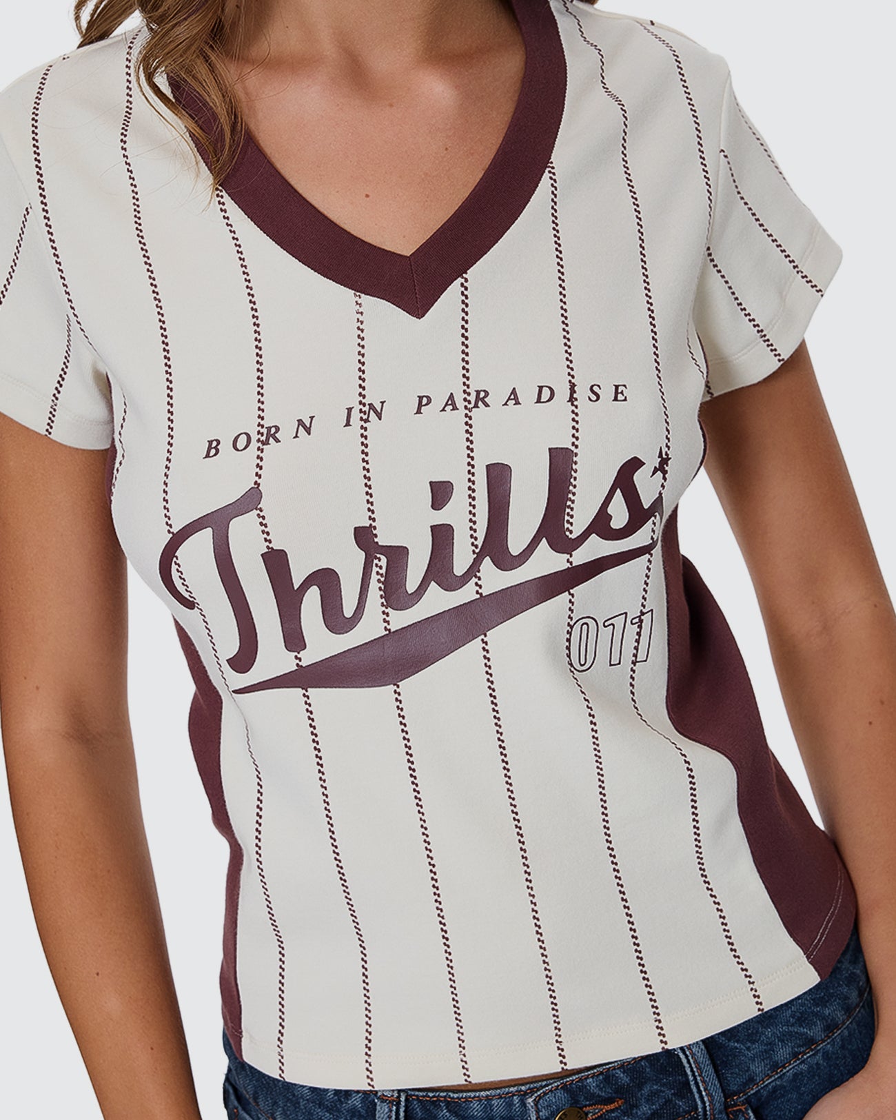 Baseline Stripe V-Neck Club Tee