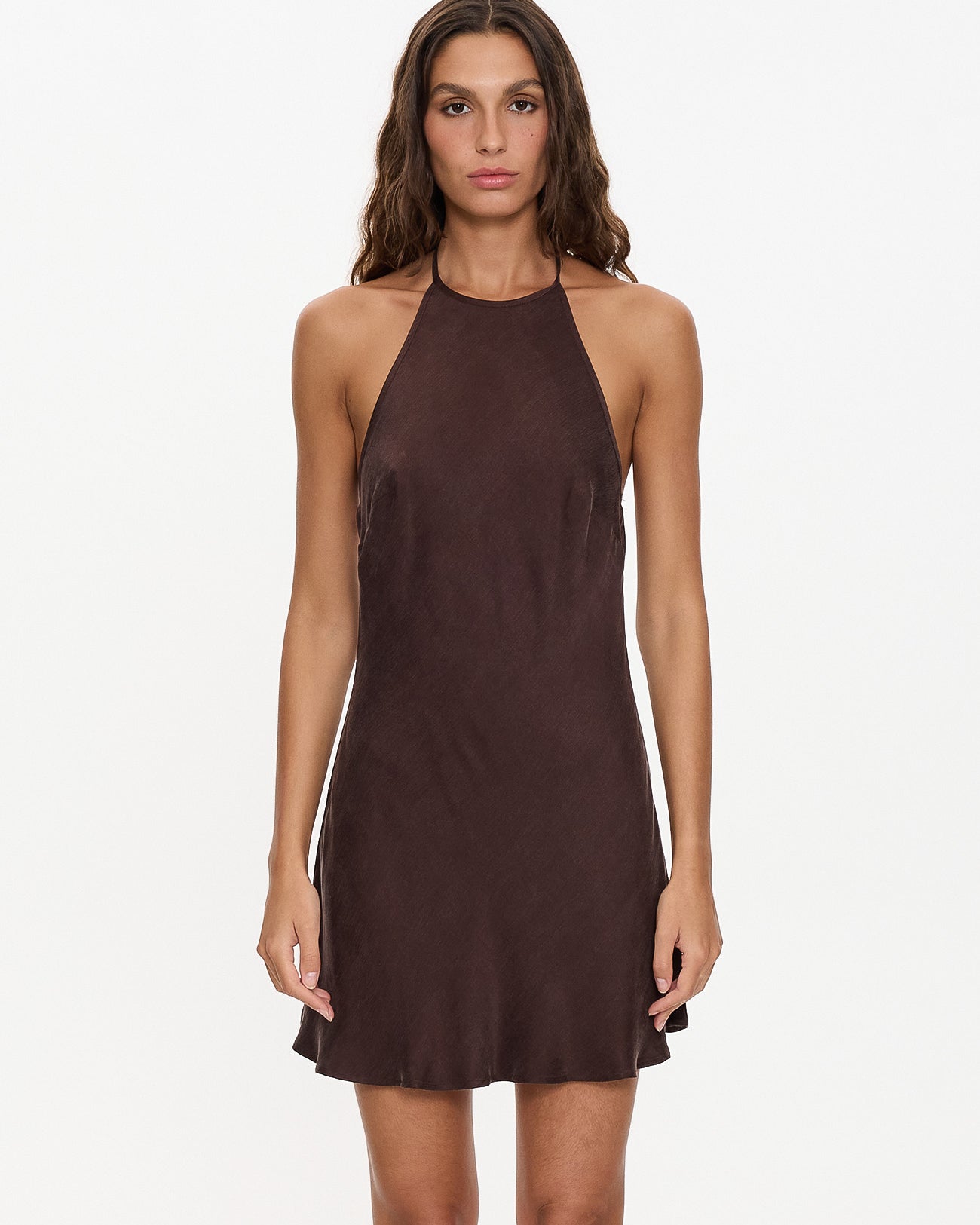 Celeste Bias Halter Mini Dress