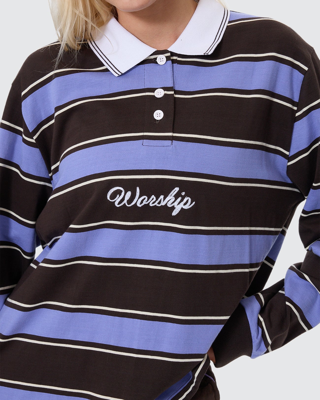 Coed Striped Long Sleeve Polo