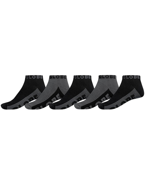 Black/Grey Ankle Sock 5Pk 7-11