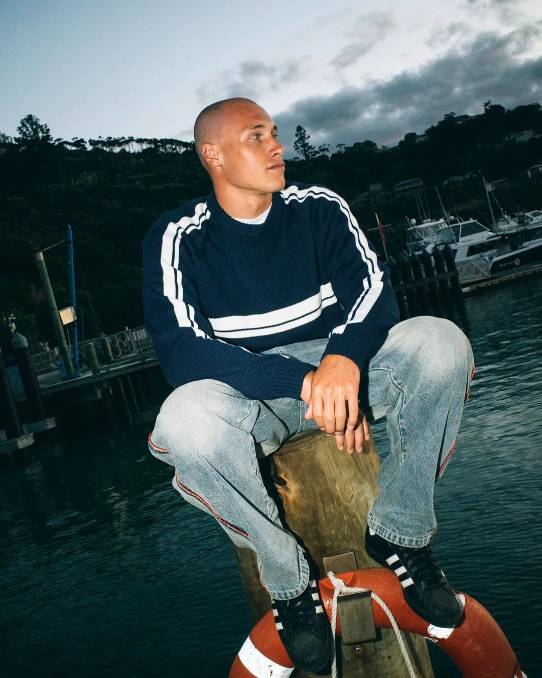 White Lines Chenille Crew