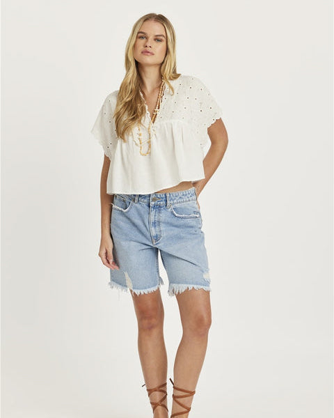 Lovers Lane Short Sleeve Woven Top