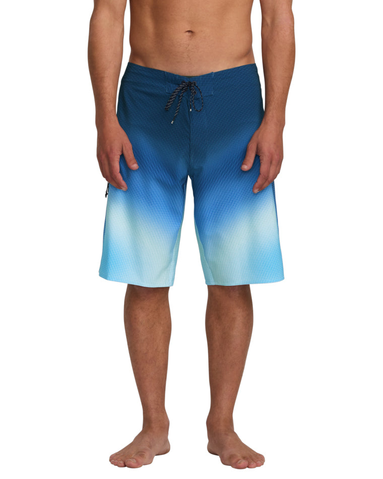 Ombre blue boardshorts with drawcord waist and tonal texture