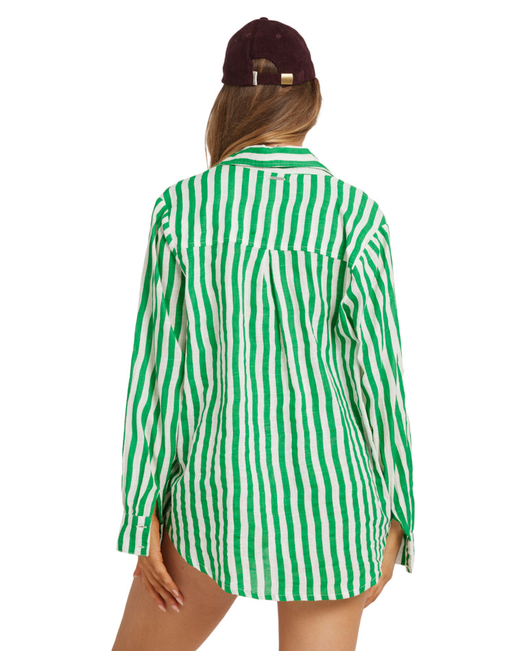 Kelly Stripe Swell Long Sleeve Woven Top