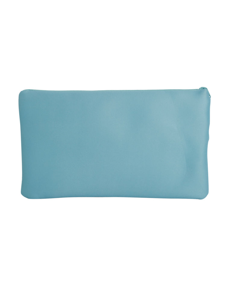 Back view of plain light blue Billabong pouch with no visible features.