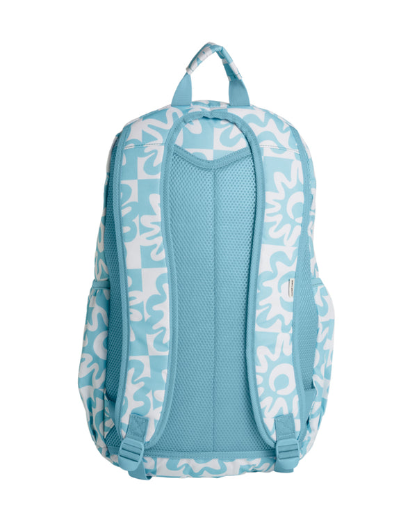Back view of a backpack showing padded shoulder straps and breathable mesh padding along the back panel.