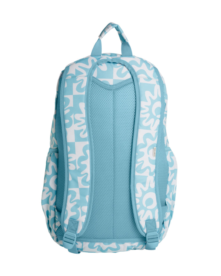 Back view of a backpack showing padded shoulder straps and breathable mesh padding along the back panel.