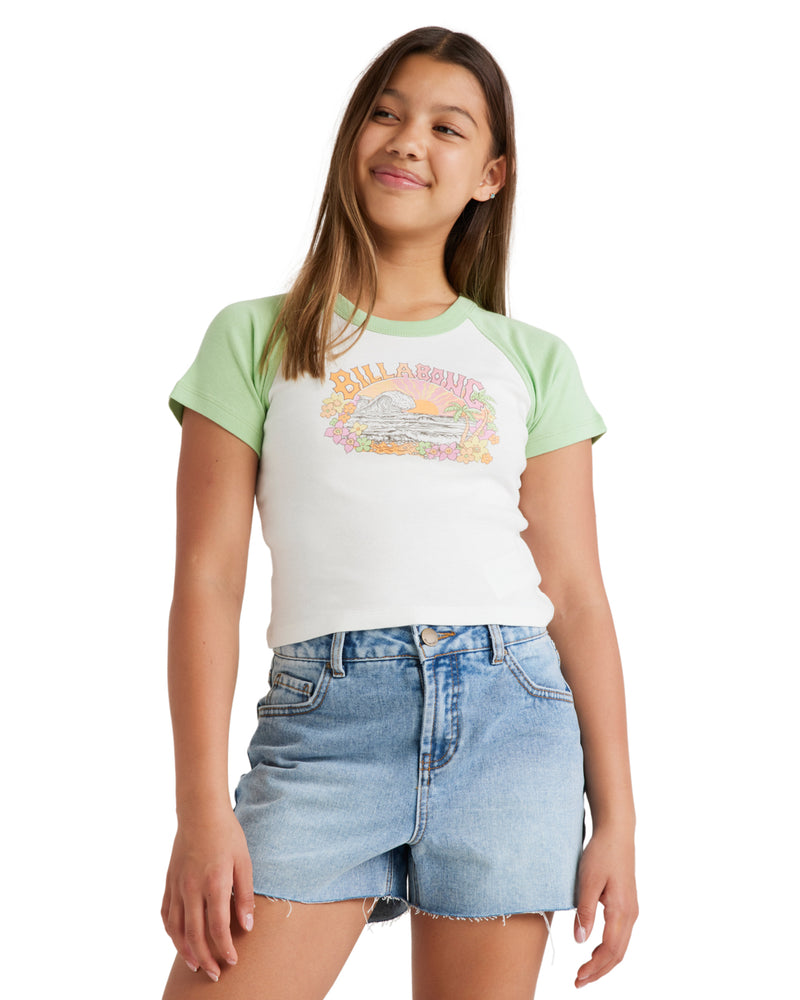 Girls Tropical Views Raglan