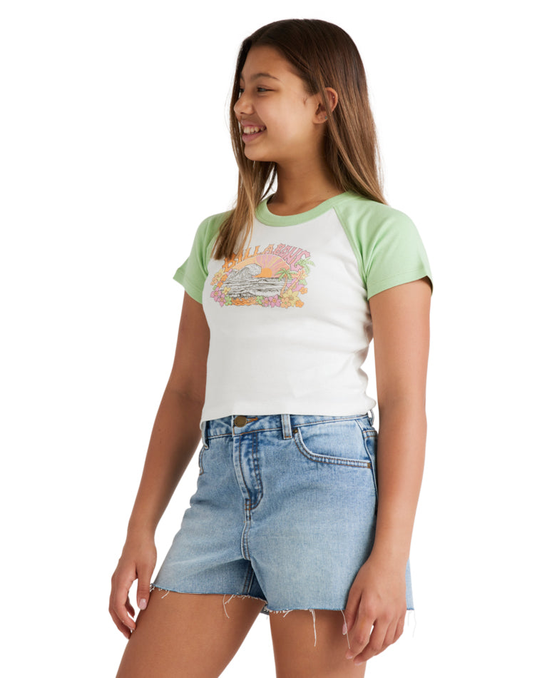 Girls Tropical Views Raglan