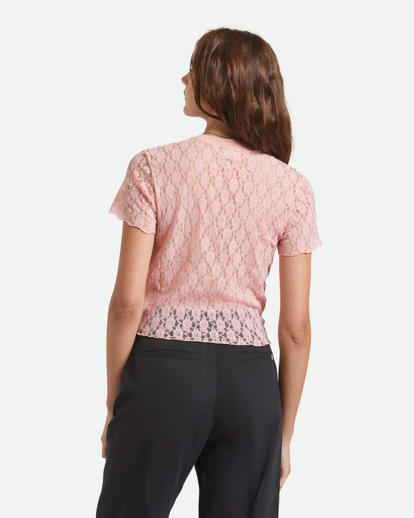 Sheer Slim Lace Short Sleeve Top