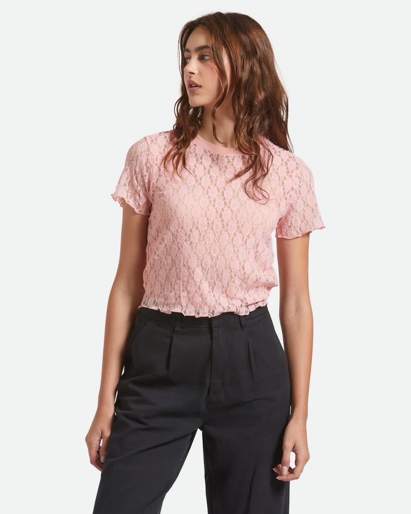 Sheer Slim Lace Short Sleeve Top