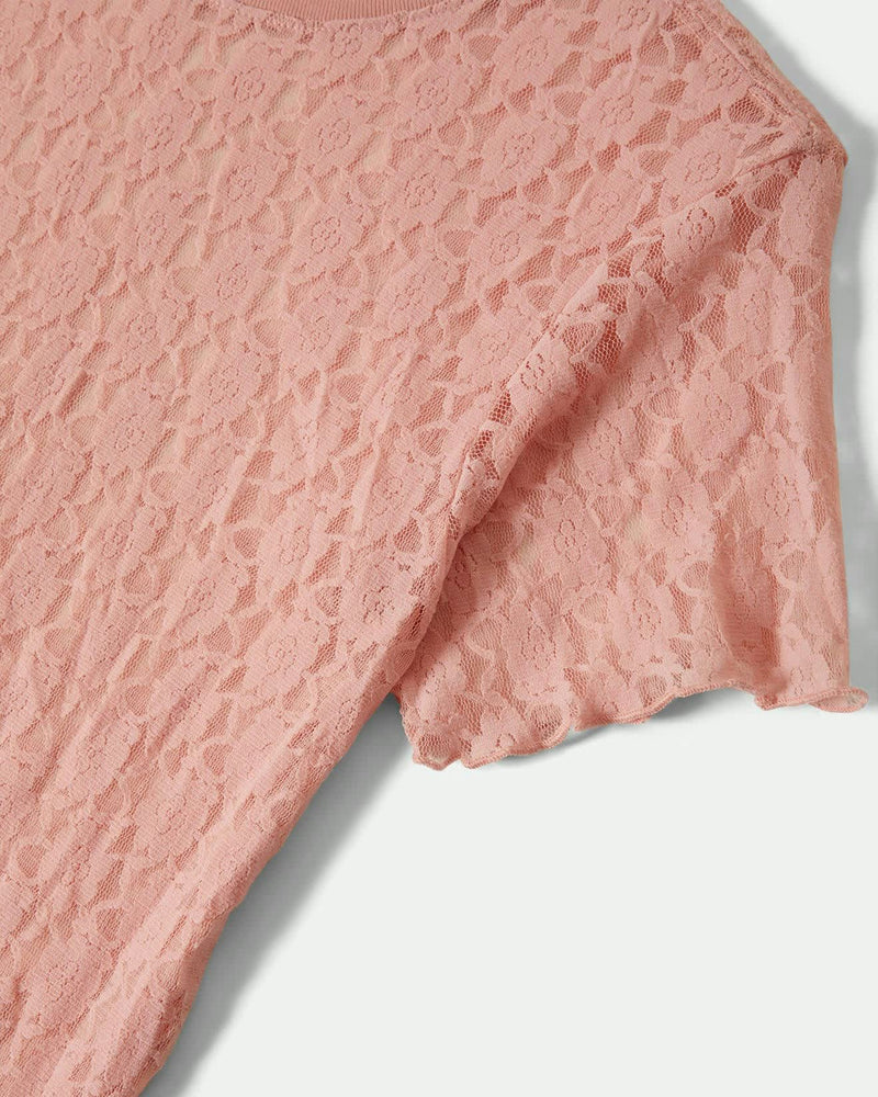 Sheer Slim Lace Short Sleeve Top