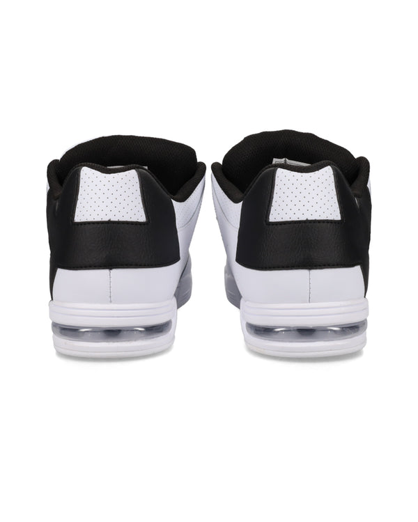Back view of DC sneakers showing padded heel collars and visible air units in the sole