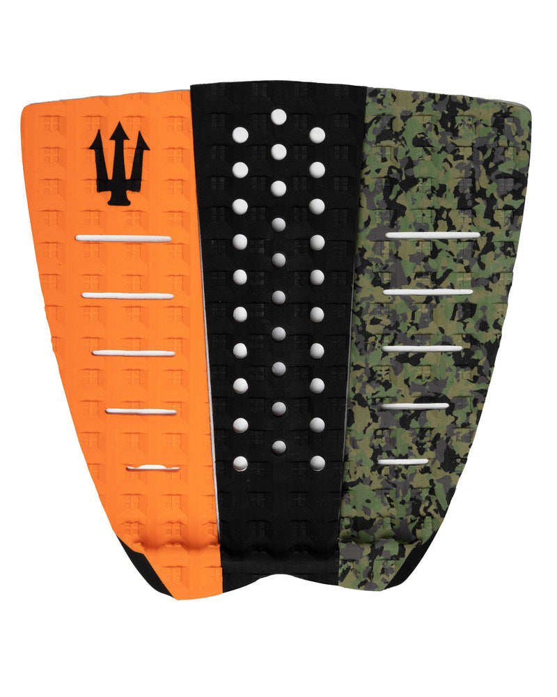 Three different designs of a surfboard fin on a white background