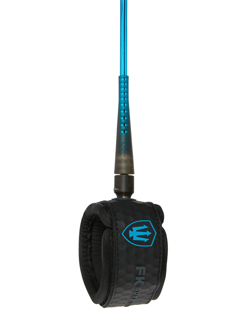 Black leash with blue accents on a white background