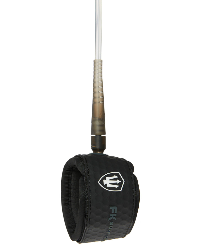 Black wrist strap with brand logo on a white background