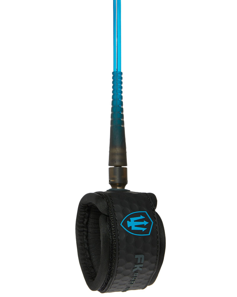 Black leash with blue accents on a white background