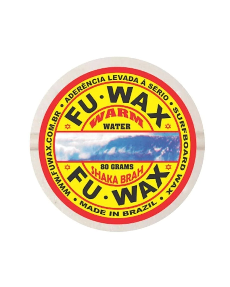 FU Wax Warm Water surfboard wax, 80 grams, made in Brazil, with high tack formula for warm water surfing.