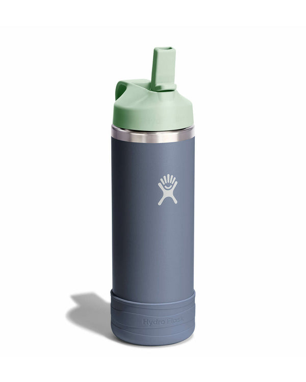 Slate Hydro Flask with mint straw lid, featuring a durable design and leakproof spout for easy hydration.