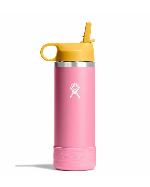 Pink Hydro Flask with yellow straw lid, perfect for all-day hydration with fun colour and durable design.